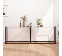 BOWEKAM Muebles, mesas, mesas de acento, mesas auxiliares, mesa de consola transparente de vidrio templado de 220 x 35 x 75,5 cm