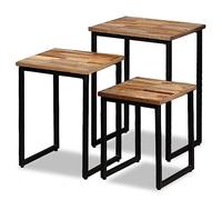 BOWEKAM Muebles, mesas, mesas de acento, mesas de café, juego de mesa de centro anidable, 3 piezas de teca reciclada sólida