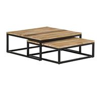 BOWEKAM Muebles, mesas, mesas de acento, mesas de café, mesas auxiliares anidadas, 2 piezas de madera de mango maciza