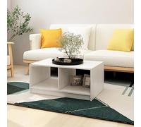 BOWEKAM Muebles, mesas, mesas de acento, mesas de centro, mesa de café, mesa de café blanca, 75 x 50 x 33,5 cm, madera de pino maciza