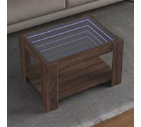 BOWEKAM Muebles, mesas, mesas de acento, mesas de centro, mesa de centro con LED de roble marrón, 73 x 53 x 45 cm, madera de ingeniería