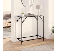 BOWEKAM Muebles, mesas, mesas de acento, mesas de consola, mesa consola con parte superior de cristal transparente, 80 x 35 x 81 cm, acero