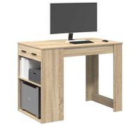 BOWEKAM Muebles, mesas, mesas de cocina y comedor, escritorio con cajón y estante de roble Sonoma de 102 x 62 x 77,5 cm, madera de ingeniería