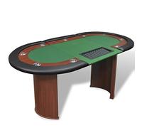 BOWEKAM Muebles, mesas, mesas de póquer y juegos, mesa de póquer para 10 jugadores con área de distribuidor y bandeja de fichas verde