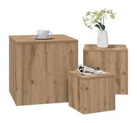 BOWEKAM Muebles, mesas, mesas decorativas, mesas auxiliares, mesas auxiliares, 3 piezas, madera de roble artesanal