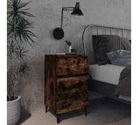 BOWEKAM Muebles, mesas, mesitas de noche, armario de cama con patas de metal, roble ahumado, 40 x 35 x 69 cm