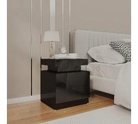 BOWEKAM Muebles, mesitas de noche, mesita de noche, color negro brillante, 45 x 35 x 52 cm, madera de ingeniería
