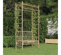 BOWEKAM Muebles, muebles de exterior, asientos al aire libre, bancos al aire libre, banco de jardín con pérgola, 116 cm, bambú