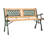 BOWEKAM Muebles, muebles de exterior, asientos al aire libre, bancos al aire libre, banco de jardín de hierro fundido de 122 cm y madera maciza de abono