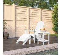 BOWEKAM Muebles, muebles de exterior, asientos al aire libre, sillas de exterior, silla Adirondack de jardín con reposapiés y mesa HDPE blanco