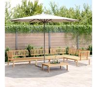 BOWEKAM Muebles, muebles de exterior, asientos al aire libre, sofás al aire libre, juego de sofás de jardín de 5 piezas de madera maciza de acacia