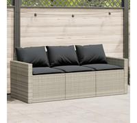 BOWEKAM Muebles, muebles de exterior, asientos al aire libre, sofás al aire libre, sofá de jardín con cojines, 3 plazas, poliratán gris claro