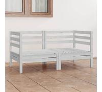 BOWEKAM Muebles, muebles de exterior, asientos al aire libre, sofás de exterior, sofá de jardín de 2 plazas, madera de pino maciza blanca