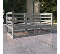 BOWEKAM Muebles, muebles de exterior, asientos al aire libre, sofás de exterior, sofá de jardín de 2 plazas, madera de pino maciza gris
