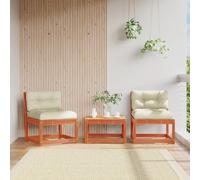BOWEKAM Muebles, muebles de exterior, asientos al aire libre, sofás de exterior, sofás de jardín con cojines, 2 unidades, madera maciza de pino marrón encerado