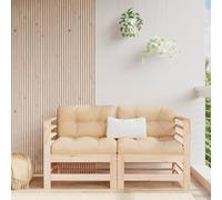 BOWEKAM Muebles, muebles de exterior, asientos al aire libre, sofás seccionales al aire libre, sofás esquineros de jardín, 2 piezas de madera maciza de pino