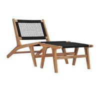 BOWEKAM Muebles, muebles de exterior, asientos al aire libre, tumbonas, tumbona con reposapiés, madera de teca maciza y cuerda