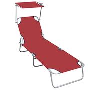 BOWEKAM Muebles, muebles de exterior, asientos al aire libre, tumbonas, tumbona plegable con toldo de aluminio rojo