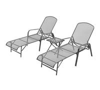 BOWEKAM Muebles, muebles de exterior, asientos al aire libre, tumbonas, tumbonas, 2 piezas con mesa de acero antracita