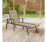 BOWEKAM Muebles, muebles de exterior, asientos al aire libre, tumbonas, tumbonas de acero y tela textileno, color crema