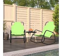 BOWEKAM Muebles, muebles de exterior, asientos al aire libre, tumbonas, tumbonas mecedoras, 2 piezas, acero verde y textileno
