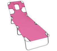 BOWEKAM Muebles, muebles de exterior, asientos al aire libre, tumbonas, tumbonas plegables con cojín para la cabeza, acero, color rosa magento