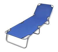 BOWEKAM Muebles, muebles de exterior, asientos al aire libre, tumbonas, tumbonas plegables de acero con recubrimiento en polvo, color azul