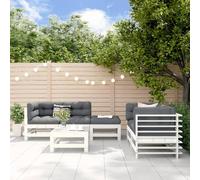 BOWEKAM Muebles, muebles de exterior, juegos de muebles de exterior, juego de 6 piezas de jardín de madera maciza de pino blanco