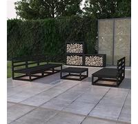 BOWEKAM Muebles, muebles de exterior, juegos de muebles de exterior, juego de 6 piezas de madera de pino maciza negra