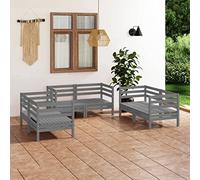 BOWEKAM Muebles, muebles de exterior, juegos de muebles de exterior, juego de 6 piezas de madera de pino maciza gris