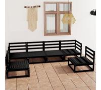BOWEKAM Muebles, muebles de exterior, juegos de muebles de exterior, juego de 6 piezas de madera de pino maciza negra