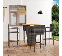 BOWEKAM Muebles, muebles de exterior, juegos de muebles de exterior, juego de bar de jardín de 5 piezas, color gris