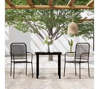 BOWEKAM Muebles, muebles de exterior, juegos de muebles de exterior, juego de comedor de jardín de 3 piezas, color negro