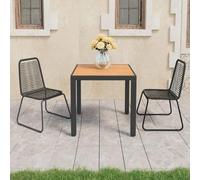 BOWEKAM Muebles, muebles de exterior, juegos de muebles de exterior, juego de comedor de jardín de 3 piezas, ratán de PVC, negro y marrón