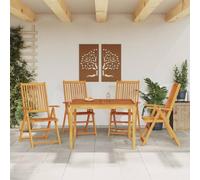 BOWEKAM Muebles, muebles de exterior, juegos de muebles de exterior, juego de comedor de jardín de 5 piezas de madera maciza de acacia
