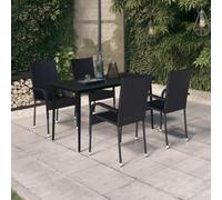 BOWEKAM Muebles, muebles de exterior, juegos de muebles de exterior, juego de comedor de jardín de 5 piezas, color negro