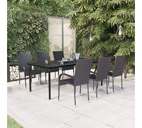BOWEKAM Muebles, muebles de exterior, juegos de muebles de exterior, juego de comedor de jardín de 7 piezas, color negro