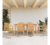 BOWEKAM Muebles, muebles de exterior, juegos de muebles de exterior, juego de comedor de jardín de 7 piezas de madera maciza de teca