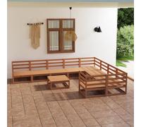 BOWEKAM Muebles, muebles de exterior, juegos de muebles de exterior, juego de salón de jardín de 10 piezas de madera de pino maciza