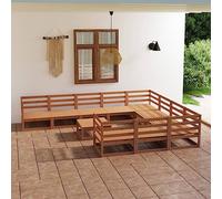 BOWEKAM Muebles, muebles de exterior, juegos de muebles de exterior, juego de salón de jardín de 11 piezas de madera de pino maciza