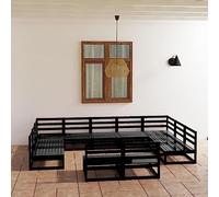 BOWEKAM Muebles, muebles de exterior, juegos de muebles de exterior, juego de salón de jardín de 11 piezas de madera de pino maciza