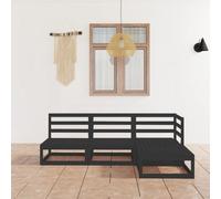 BOWEKAM Muebles, muebles de exterior, juegos de muebles de exterior, juego de salón de jardín de 4 piezas, madera maciza de pino negro