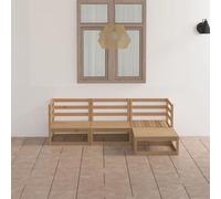 BOWEKAM Muebles, muebles de exterior, juegos de muebles de exterior, juego de salón de jardín de 4 piezas, madera maciza de pino marrón miel