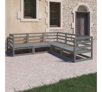 BOWEKAM Muebles, muebles de exterior, juegos de muebles de exterior, juego de salón de jardín de 5 piezas, madera maciza de pino gris