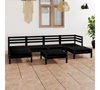 BOWEKAM Muebles, muebles de exterior, juegos de muebles de exterior, juego de salón de jardín de 7 piezas, madera maciza de pino negro