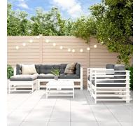 BOWEKAM Muebles, muebles de exterior, juegos de muebles de exterior, juego de salón de jardín de 7 piezas, madera maciza de pino blanco
