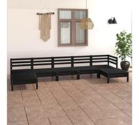 BOWEKAM Muebles, muebles de exterior, juegos de muebles de exterior, juego de salón de jardín de 7 piezas, madera maciza de pino negro