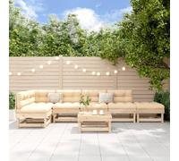 BOWEKAM Muebles, muebles de exterior, juegos de muebles de exterior, juego de salón de jardín de 7 piezas de madera maciza de pino