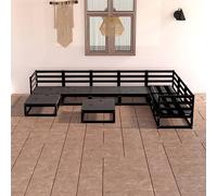BOWEKAM Muebles, muebles de exterior, juegos de muebles de exterior, juego de salón de jardín de 8 piezas, madera de pino maciza negra