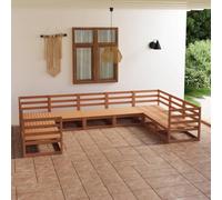 BOWEKAM Muebles, muebles de exterior, juegos de muebles de exterior, juego de salón de jardín de 9 piezas de madera maciza de pino